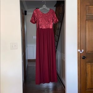 Red sequin dress